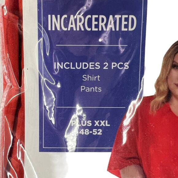 Incarcerated Adult Costume, Plus XX-Large by Amscan in Orange Plus Size XXL - Picture 2 of 6